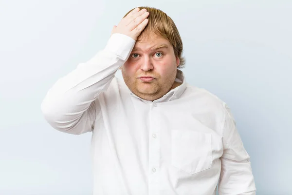 Jeune Homme Gras Rousse Authentique Étant Choquée Elle Est Souvenue — Photo