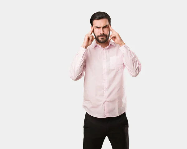 Young Handsome Man Doing Concentration Gesture — Stock Photo, Image
