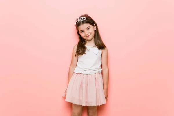 Little Girl Wearing Princess Look Happy Smiling Cheerful — Stock Photo, Image