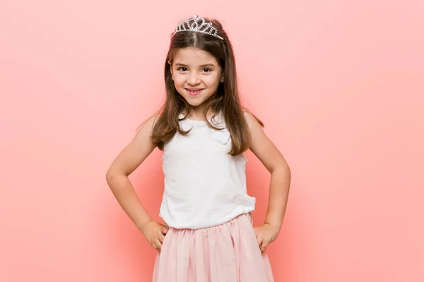Little Girl Wearing Princess Look Confident Keeping Hands Hips — Stock Photo, Image