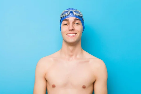 Close Van Een Tiener Blanke Zwemmer Man — Stockfoto