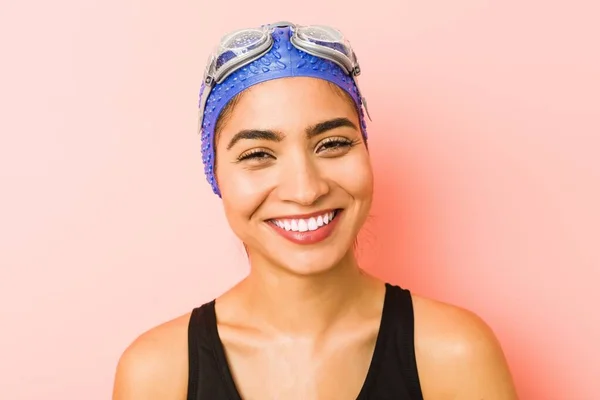 Close up of a young arab swimmer woman