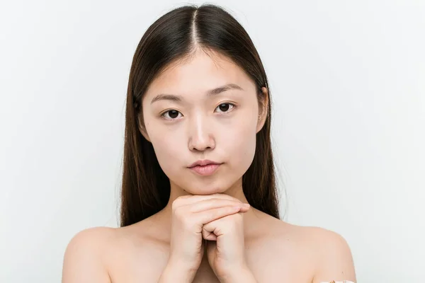 Primer Plano Una Joven Hermosa Natural Mujer Asiática — Foto de Stock