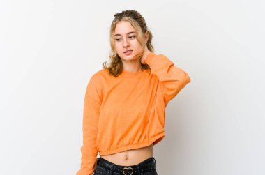 Beyaz sırtlı beyaz bir kadın. Oturaklı yaşam tarzından dolayı boyun ağrısı çekiyor..