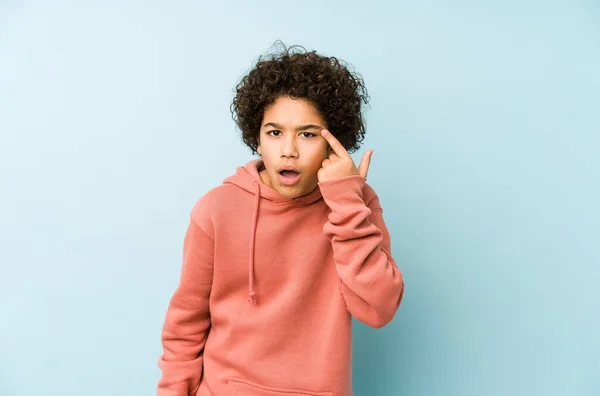 African American Little Boy Isolated Showing Disappointment Gesture Forefinger — Stock Photo, Image