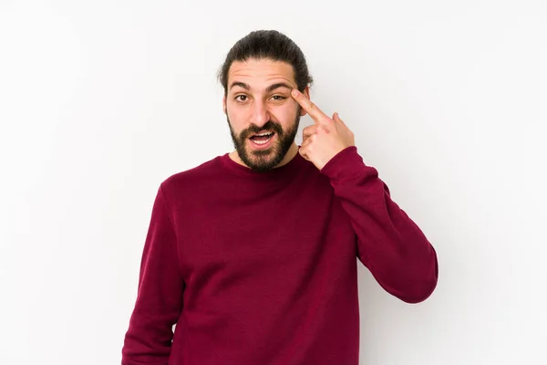 Young Long Hair Man Isolated White Background Showing Disappointment Gesture — Stock Photo, Image