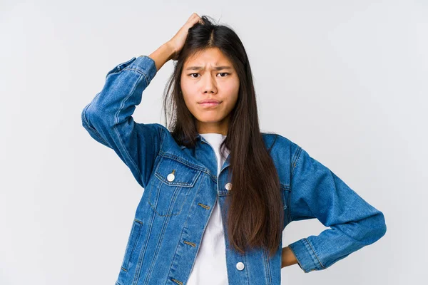 Joven Asiática Mujer Siendo Sorprendido Ella Recordado Importante Reunión —  Fotos de Stock