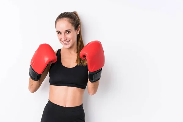 Junge Kaukasische Sportlerin Boxt — Stockfoto