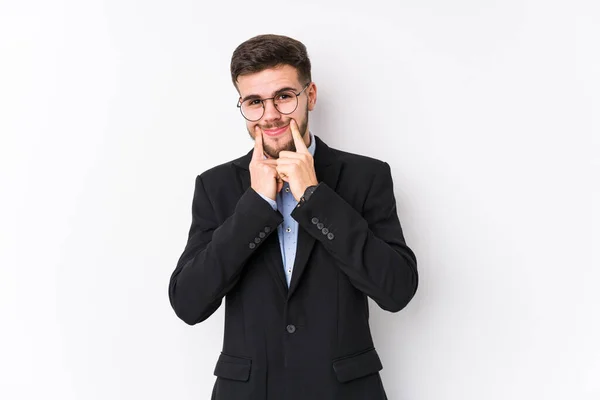 Young Caucasian Business Man Posing White Background Isolated Young Caucasian — Stock Photo, Image