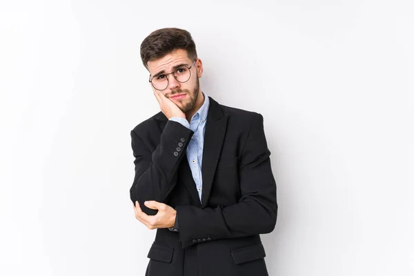 Joven Hombre Negocios Caucásico Posando Fondo Blanco Aislado Joven Hombre —  Fotos de Stock