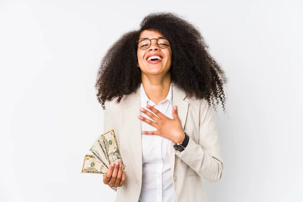 Jovem Empresária Afro Segurando Carro Crédito Isolado Jovem Empresária Afro — Fotografia de Stock