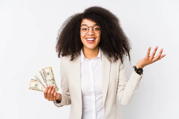 Fiatal Afro Business Woman Holding Credit Car Isolated Fiatal Afro — Stock Fotó