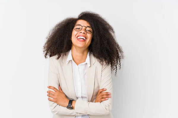 Giovane Afroamericana Donna Affari Ridere Divertirsi — Foto Stock