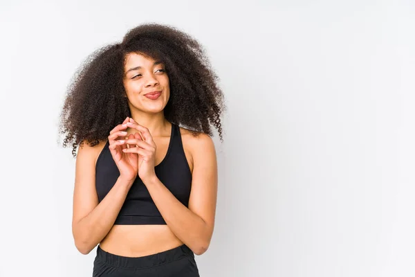 Jovem Afro Americana Esportiva Fazendo Plano Mente Estabelecendo Uma Ideia — Fotografia de Stock