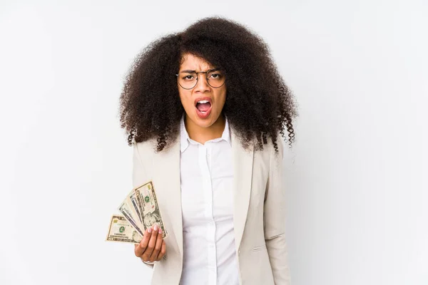 Fiatal Afro Business Woman Holding Credit Car Isolated Fiatal Afro — Stock Fotó