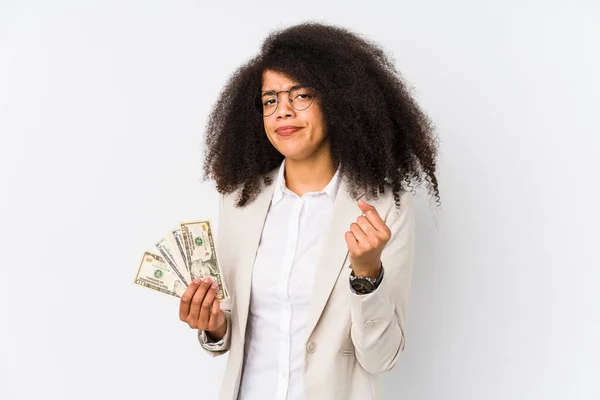 Joven Mujer Negocios Afro Sosteniendo Coche Crédito Aislado Joven Mujer —  Fotos de Stock