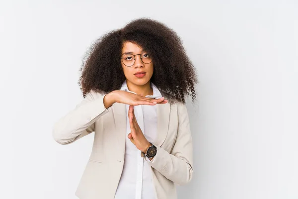 Jeune Femme Affaires Afro Américaine Montrant Geste Timeout — Photo