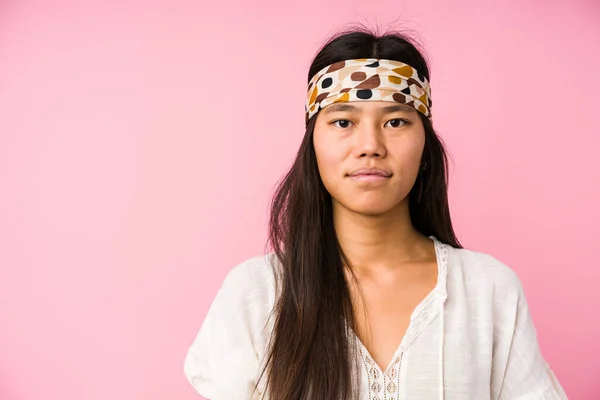 Junge Chinesische Hippie Frau Isoliert — Stockfoto