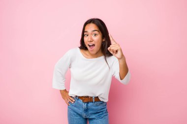 Genç melez Hintli kadının bir fikri, ilham konsepti var..