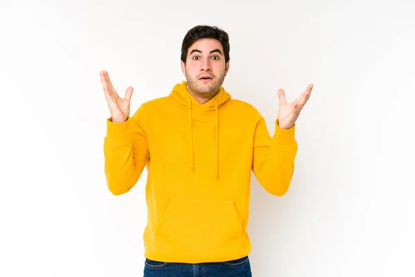 Young Man Isolated White Background Celebrating Victory Success Surprised Shocked — Stock Photo, Image