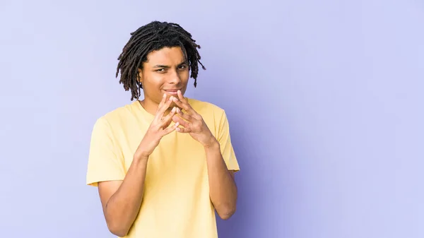 Young African American Rasta Man Making Plan Mind Setting Idea — Stock Photo, Image