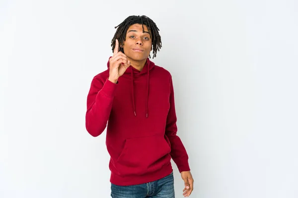 Young African American Rasta Man Showing Number One Finger — Stock Photo, Image