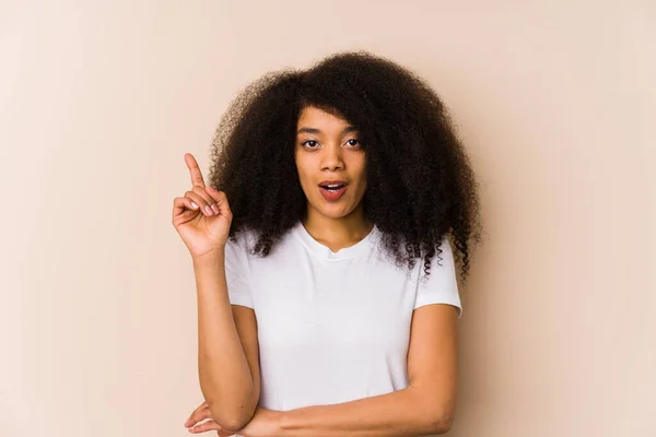 Young African American Woman Having Some Great Idea Concept Creativity — Stock Photo, Image