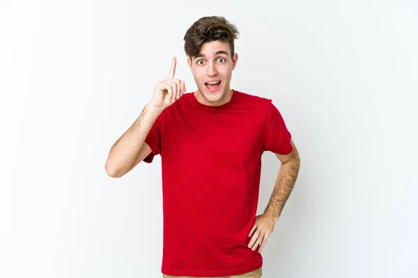 Young Caucasian Man Isolated White Background Having Idea Inspiration Concept — Stock Photo, Image