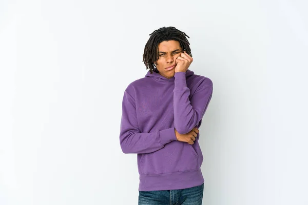 Jovem Homem Rasta Afro Americano Que Sente Triste Pensativo Olhando — Fotografia de Stock