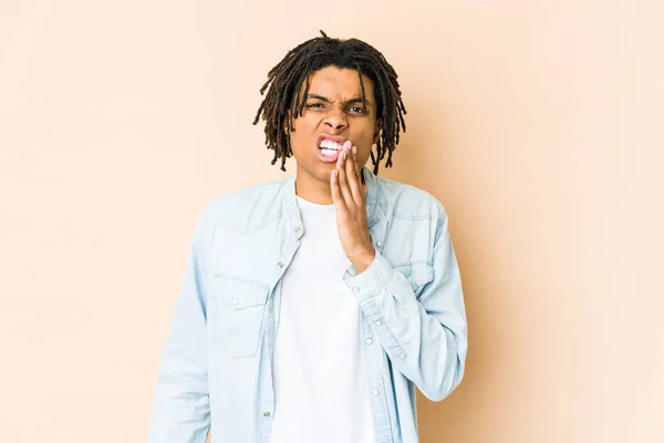 Junge Afrikanisch Amerikanische Rasta Mann Mit Starken Zahnschmerzen Backenschmerzen — Stockfoto