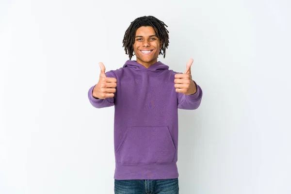 Young African American Rasta Man Smiling Raising Thumb — Stock Photo, Image