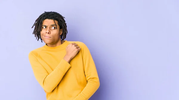 Young Black Man Wearing Rasta Hairstyle Confused Feels Doubtful Unsure — Stock Photo, Image