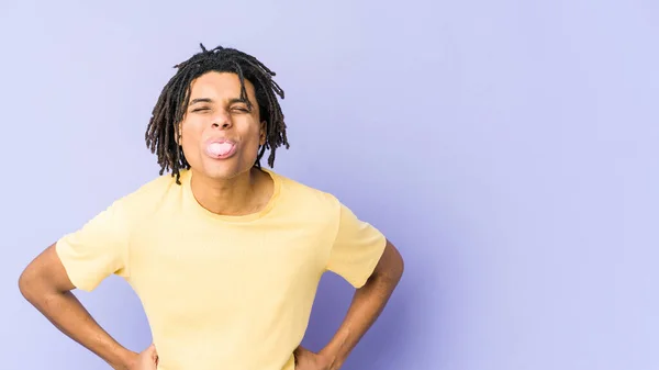 Young African American Rasta Man Funny Friendly Sticking Out Tongue — Stock Photo, Image