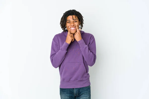 Young African American Rasta Man Doubting Two Options — Stock Photo, Image