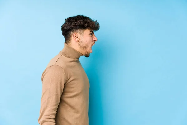 Young Arabian Man Isolated Shouting Copy Space — Stock Photo, Image