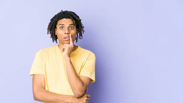 Young African American Rasta Man Looking Sideways Doubtful Skeptical Expression — Stock Photo, Image
