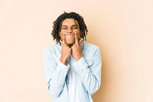 Young African American Rasta Man Doubting Two Options — Stock Photo, Image