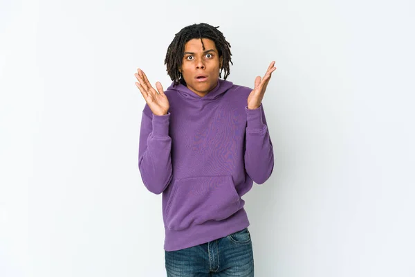 Young African American Rasta Man Surprised Shocked — Stock Photo, Image