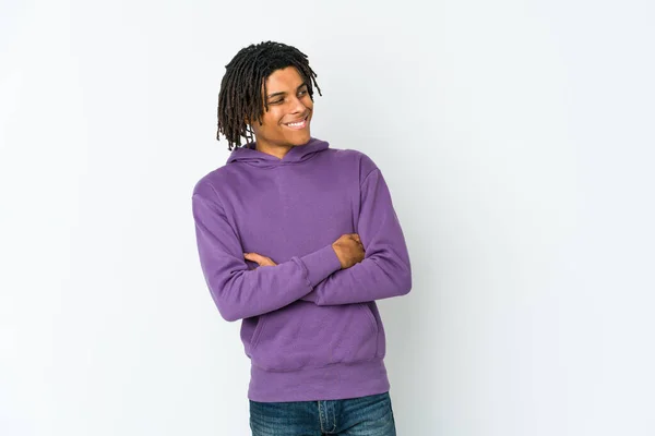 Young African American Rasta Man Smiling Confident Crossed Arms — Stock Photo, Image