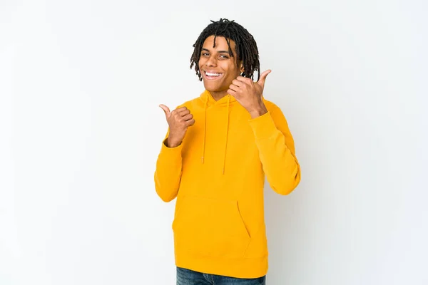 Young African American Rasta Man Raising Both Thumbs Smiling Confident — Stock Photo, Image