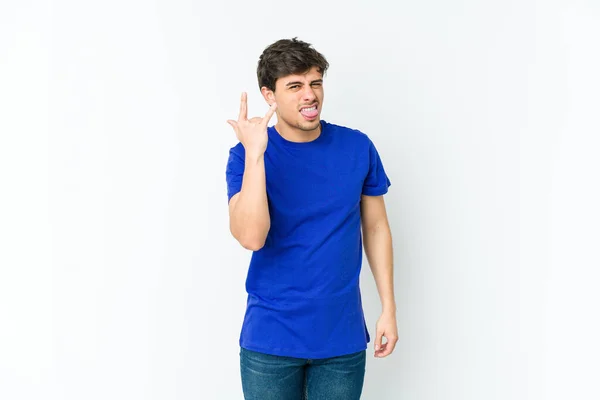 Young Cool Man Showing Rock Gesture Fingers — Stock Photo, Image