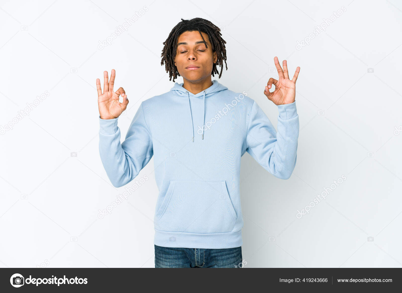 Young African American Rasta Man Relaxes Hard Working Day She — Stock ...