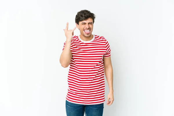 Young Cool Man Showing Rock Gesture Fingers — Stock Photo, Image