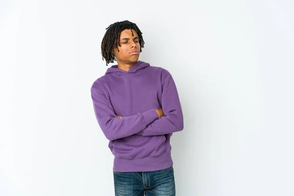 Young African American Rasta Man Tired Repetitive Task — Stock Photo, Image