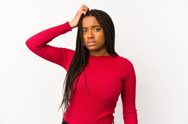 Junge Afrikanisch Amerikanische Frau Isoliert Schockiert Sie Erinnert Sich Wichtiges — Stockfoto