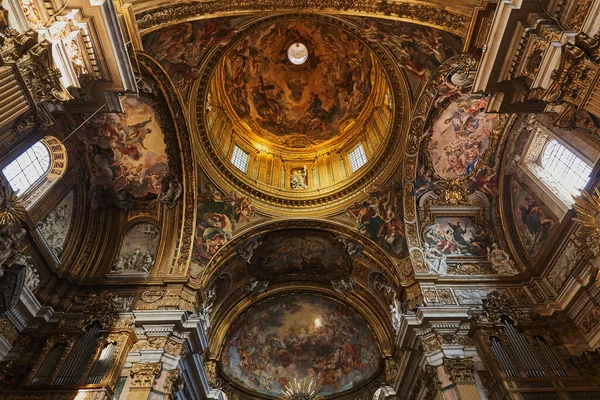 Fresque Statues Dans Voûte Église Gesu Rome Italie — Photo
