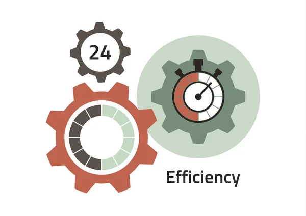 Kreativ Ikon För Effektivitet Produktivitet Ett Stoppur Kugghjul Platt Design — Stock vektor