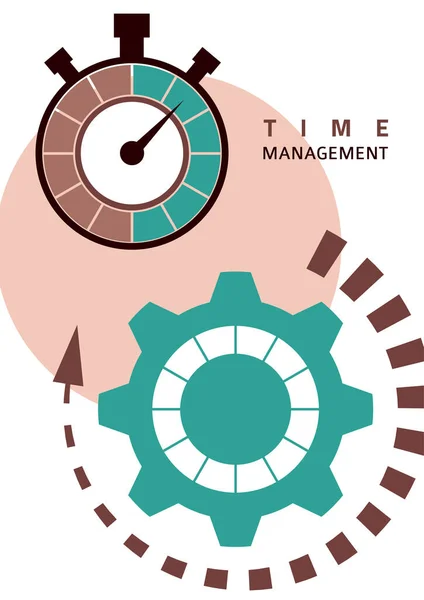 Tidshanteringskoncept Kreativ Ikon För Effektivitet Produktivitet Skriv Stoppuret Växlar Platt — Stock vektor