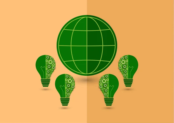 День Земли Спаси Землю Энергосбережение Экология Экология Векторная Иллюстрация — стоковый вектор