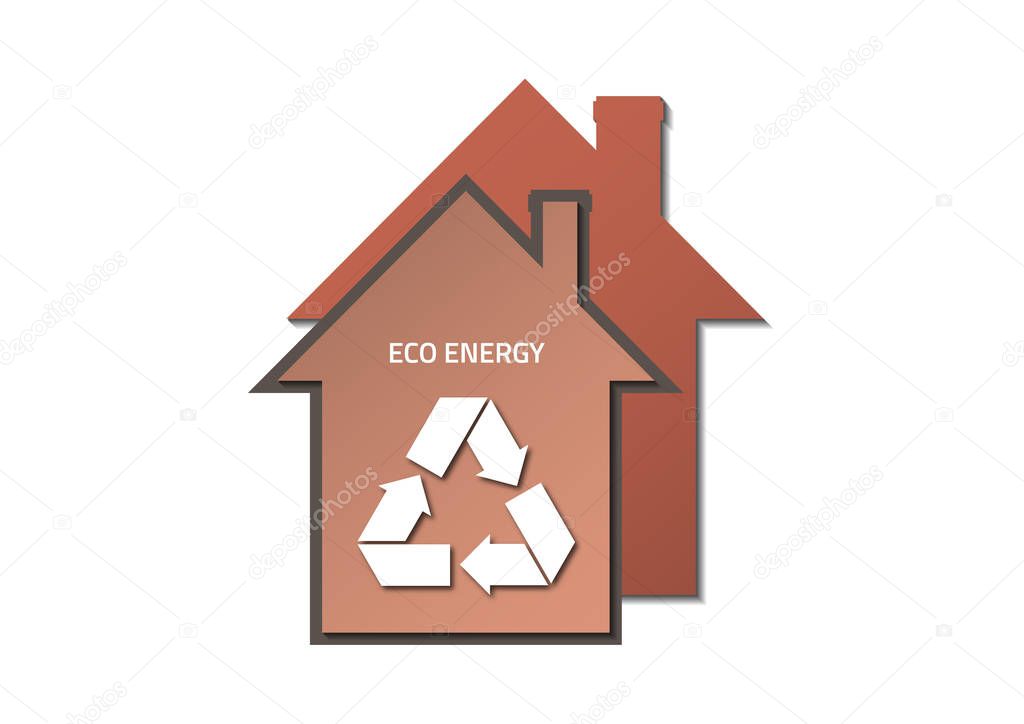 The concept of an energy-efficient home, nature conservation and pollution. Eco home icon. Vector illustration for your design.